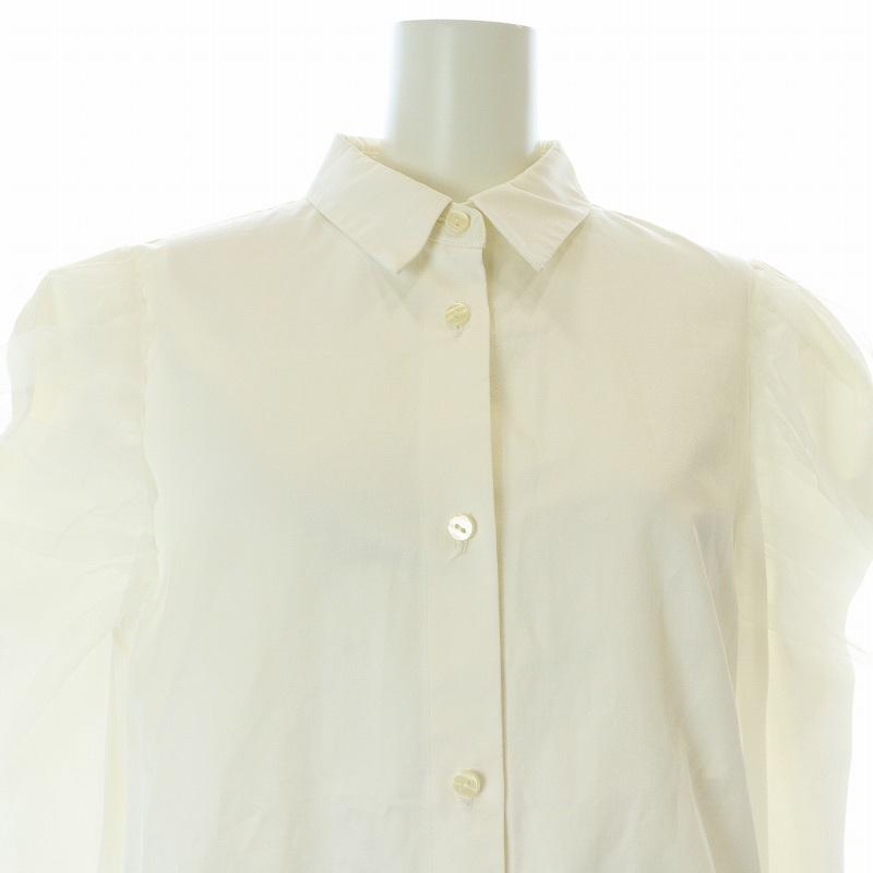 リコ RIKO チュールスリーブシャツ ブラウス 長袖 パフスリーブ F 白  