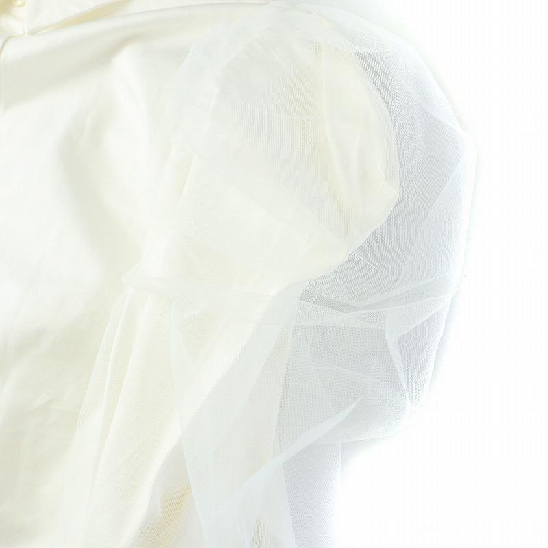 リコ RIKO チュールスリーブシャツ ブラウス 長袖 パフスリーブ F 白  