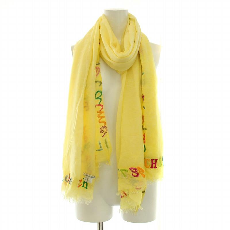 ファリエロサルティ Faliero Sarti ストール フリンジ ロゴ 刺繍  