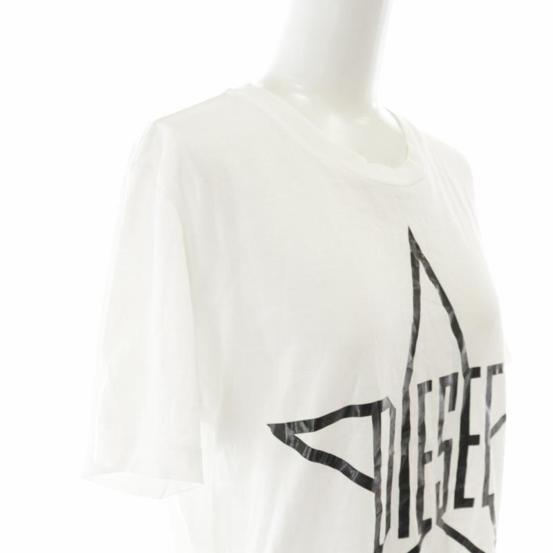 DIESEL ディーゼル Tシャツ カットソー チュニック丈 プリント 半袖 白 