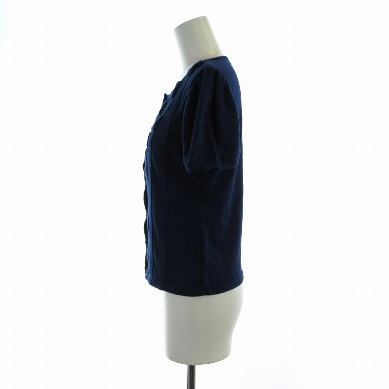 Rene ルネ カーディガン ニット リボン パフスリーブ 半袖 34 XS 青 