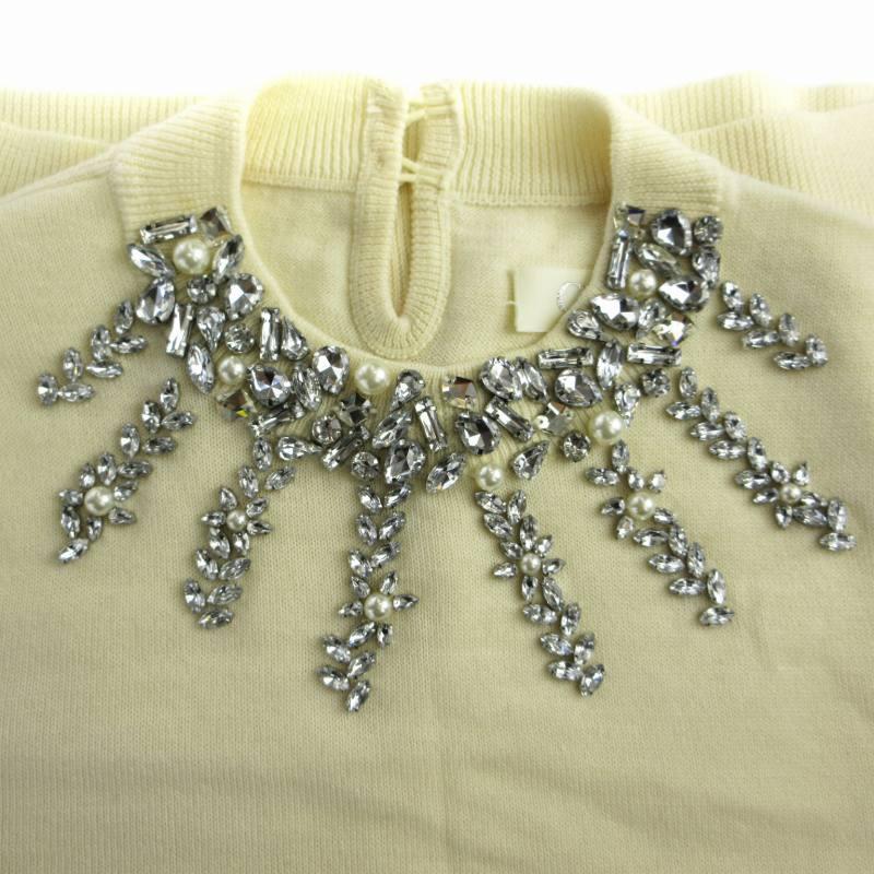 チェスティ Chesty カットソー ニット ビジュー装飾 ショート丈 長袖 F 
