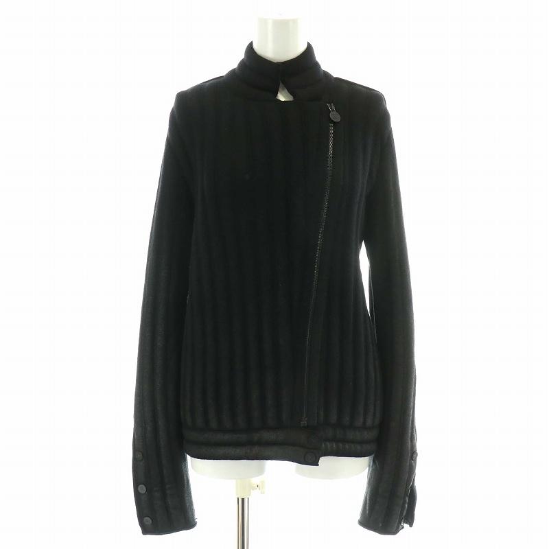 CHANEL レザー装飾 ココマーク ウール カシミヤ ジップ ニットカーデ