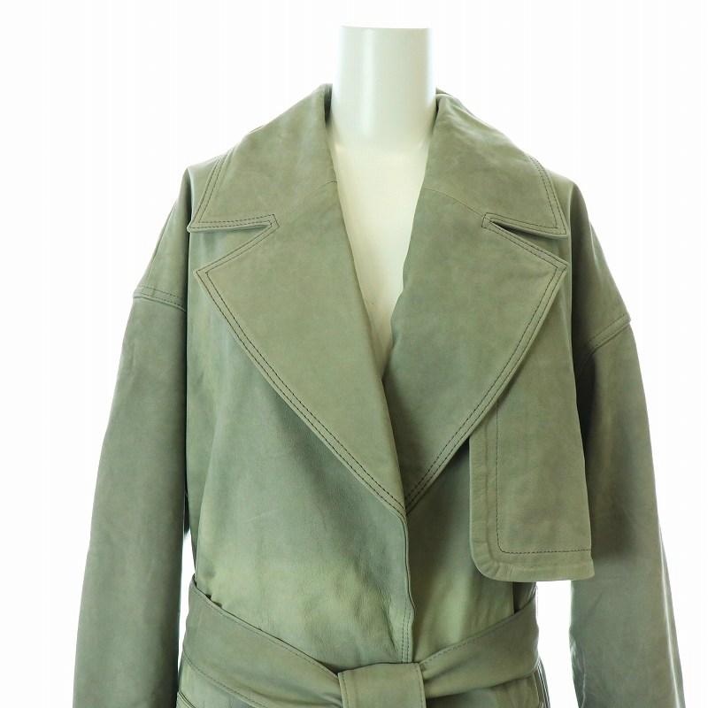 シシ sisii トレンチコート ロング トッパー レザー 牛革 ベルト