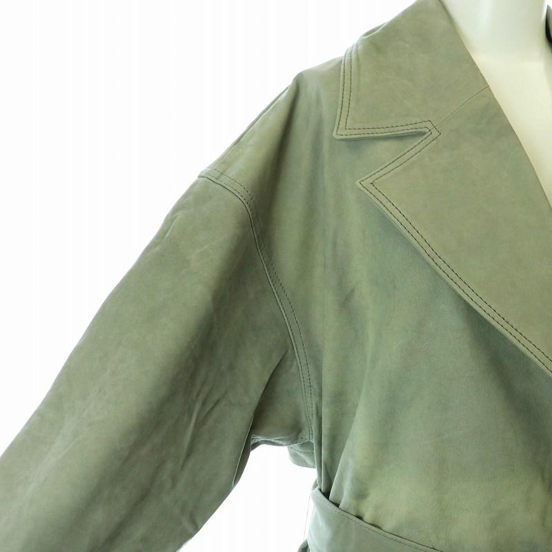 シシ sisii トレンチコート ロング トッパー レザー 牛革 ベルト