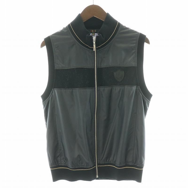 ダックス DAKS GOLF ベスト メッシュ ワッペン ハイネック M 黒