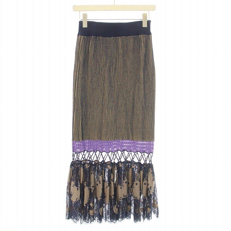 アメリヴィンテージ スカラップレースニットスカート イージー マキシ  