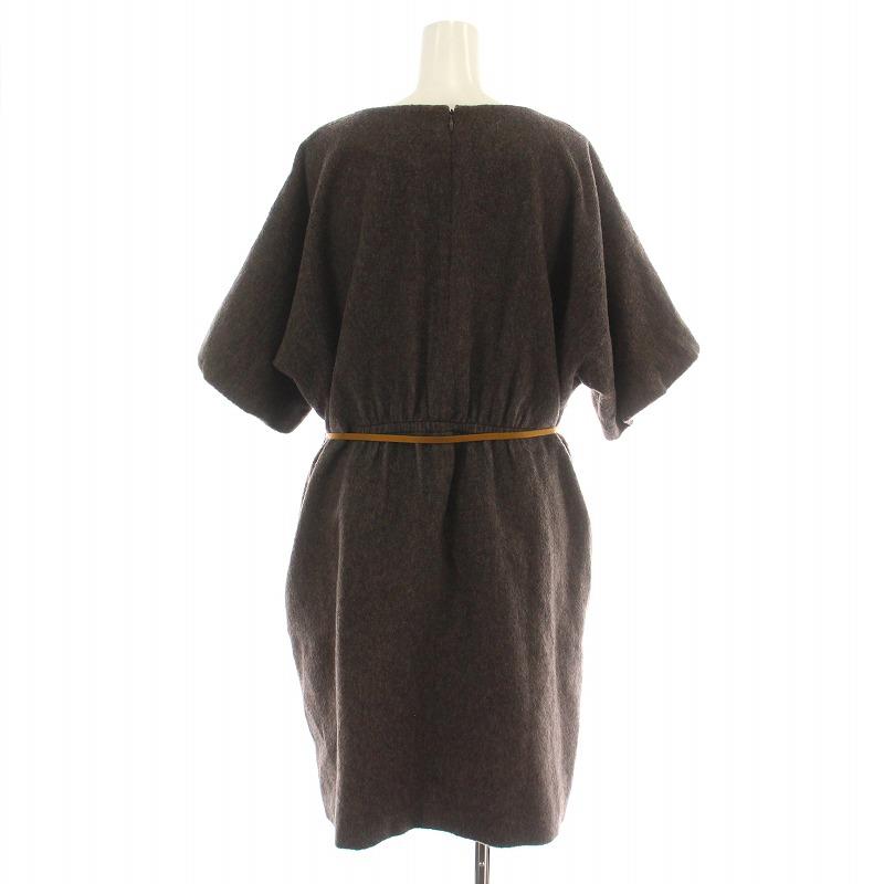 ミナペルホネン ワンピース フレア ウール 無地 ロング 七分袖 白 36  