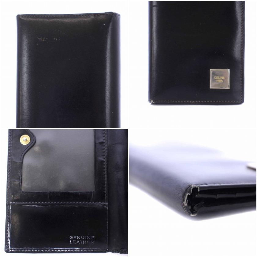 セリーヌ ブラック 長財布 レザー 二つ折り財布 CELINE（セリーヌ） 長財布 二つ折り レザー 黒 ブラック /BM □OH