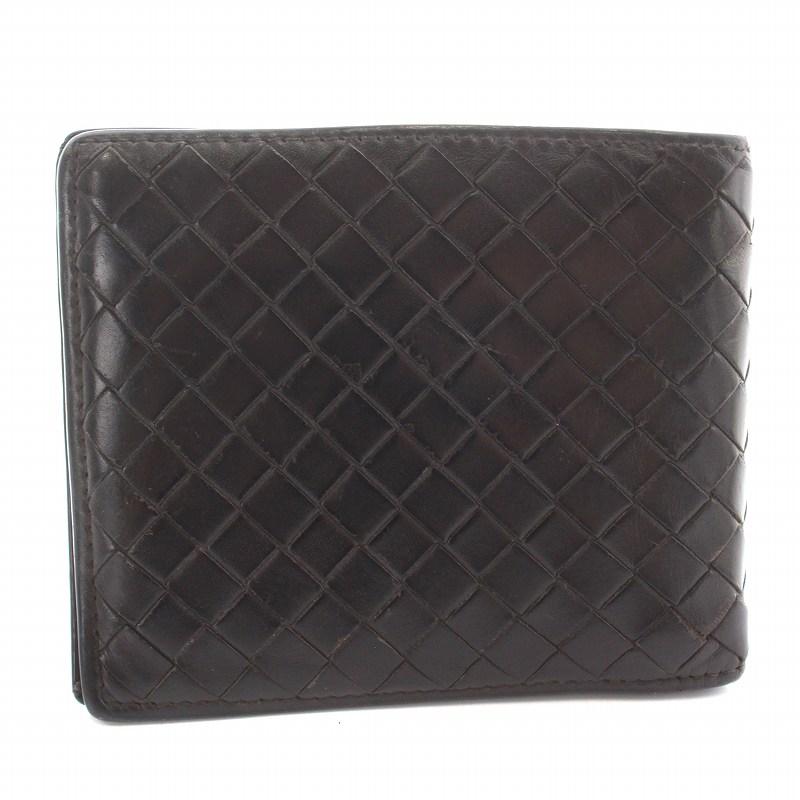 BOTTEGA VENETA 二つ折り財布 本革イントレチャート ダークブラウン BOTTEGA VENETA（ボッテガ・ヴェネタ） イントレチャート 財布 二