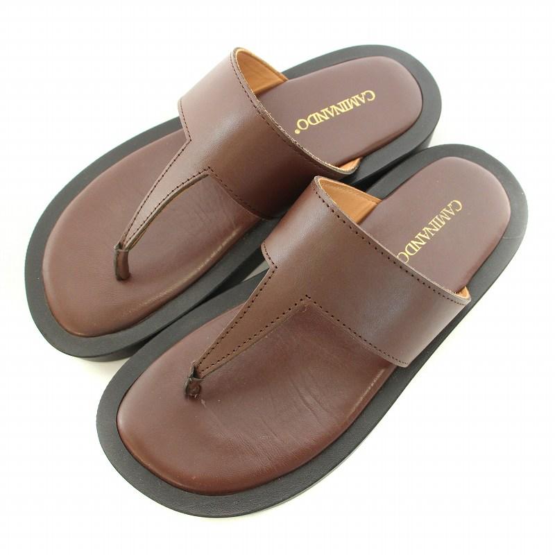 カミナンド caminando トングサンダル 厚底 レザー 7 23.5cm-24cm 茶 