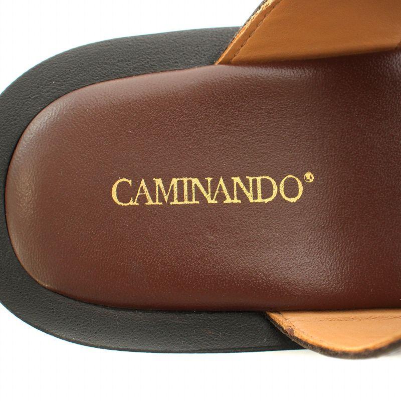 カミナンド caminando トングサンダル 厚底 レザー 7 23.5cm-24cm 茶 