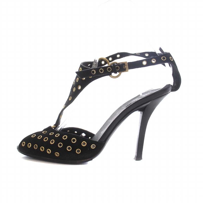 GUCCI グッチ スタッズホールサンダル ピンヒール 36.5C 23.5cm 黒 