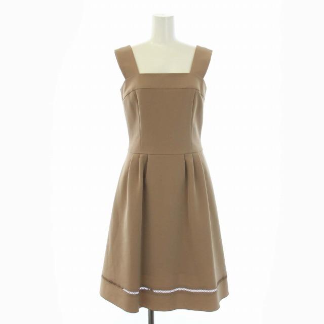 FOXEY NEW YORKノースリーブ ワンピース L〜XL 42 ベージュ
