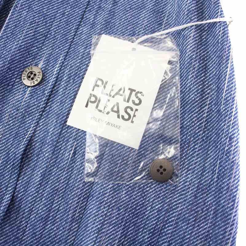 美品］プリーツプリーズデニム転写プリントチュニック