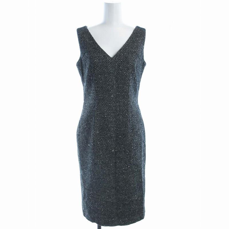 アナイ ANAYI ワンピース ひざ丈 ノースリーブ ツイード バック