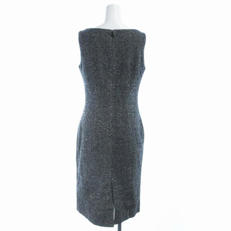 アナイ ANAYI ワンピース ひざ丈 ノースリーブ ツイード バック