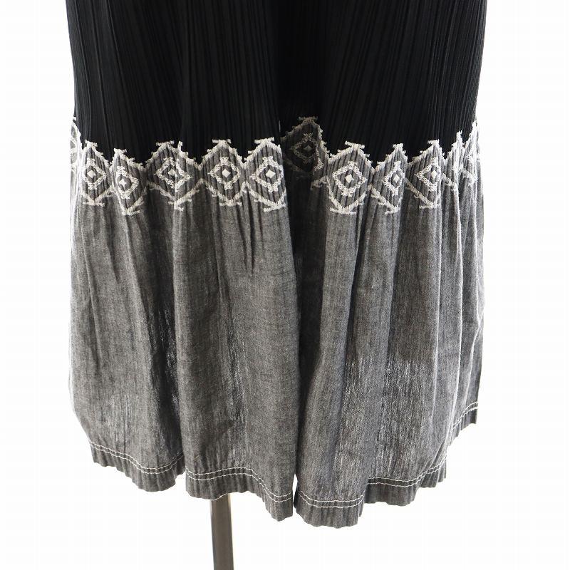 イッセイミヤケプリーツプリーズブラック ノースリーブ ミニワンピース