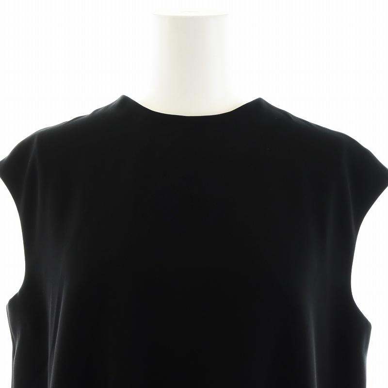 美品 ヨーコチャン バック ボックス プリーツ ブラウス カットソー 黒 YOKO CHAN ヘムスカラップバックボックスプリーツブラウス 38