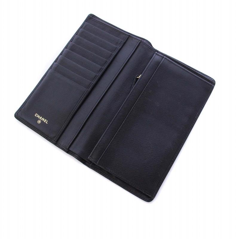 CHANEL（シャネル） 長財布 二つ折り ココボタン ココマーク レザー 黒