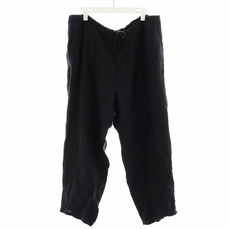 コモリ COMOLI 21SS リネンWクロス ドローストリングパンツ 麻 2 M 黒 