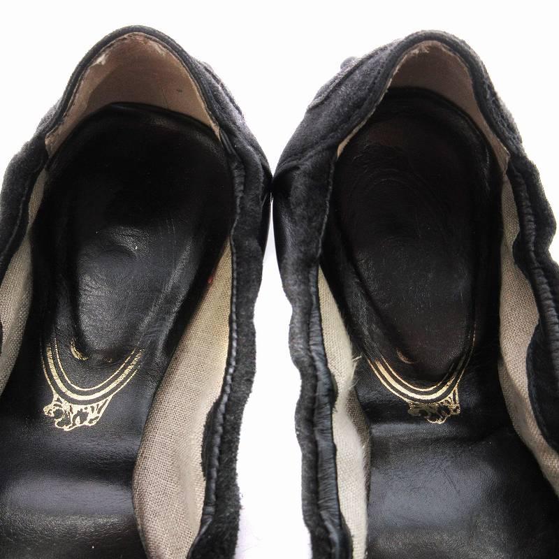 トッズ TOD'S バレエシューズ フラット ベルト装飾 エナメル 靴 黒