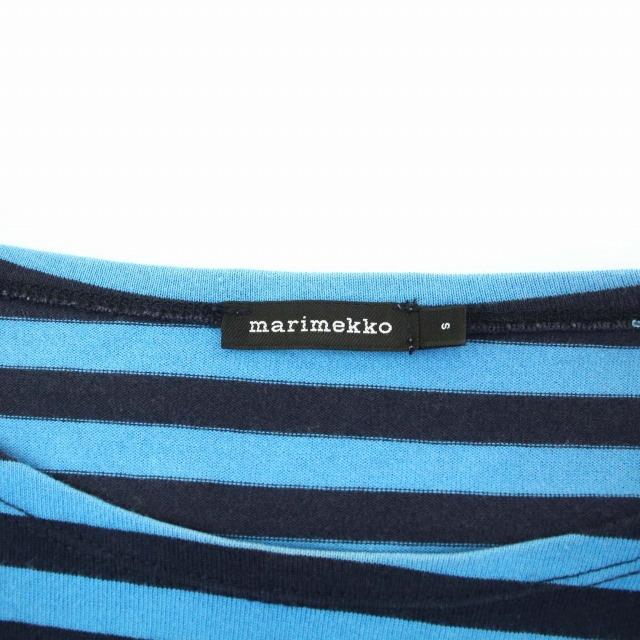 マリメッコ marimekko Tシャツ カットソー ロンT 長袖 ボーダー S 青