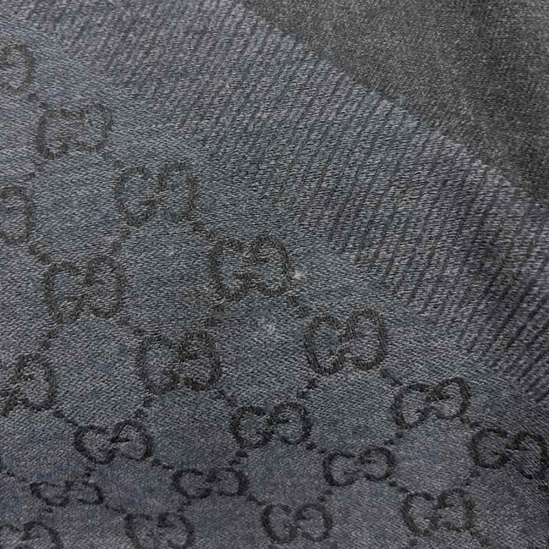 グッチ GUCCI GG柄 ストール フリンジ 総柄 グレー GUCCI（グッチ） GUCCI GG柄 ストール フリンジ ウール シルク混 絹