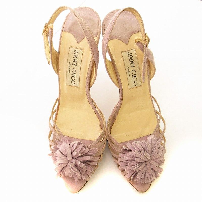 ジミーチュウ JIMMY CHOO サンダル ピンヒール スエード フラワー 