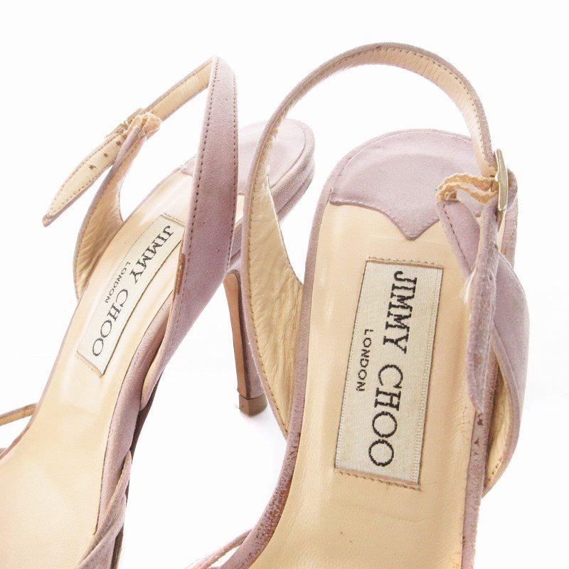 ジミーチュウ JIMMY CHOO サンダル ピンヒール スエード フラワー 