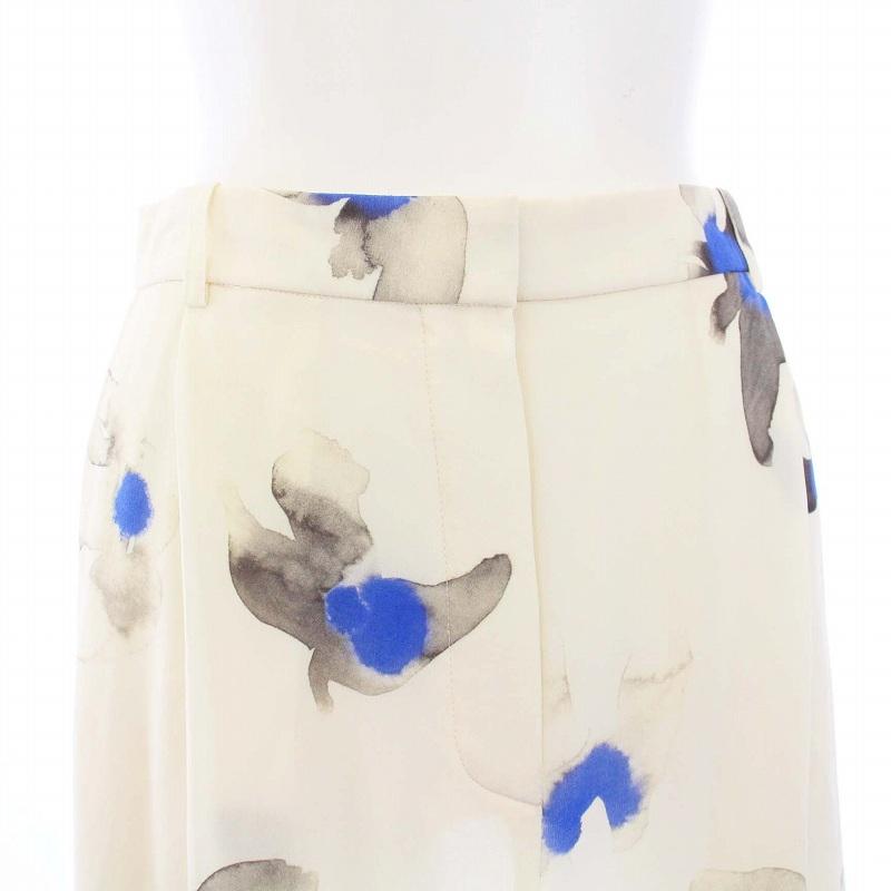 ニナリッチ NINA RICCI フレアスカート ロング 総柄 白 ホワイト /KH  