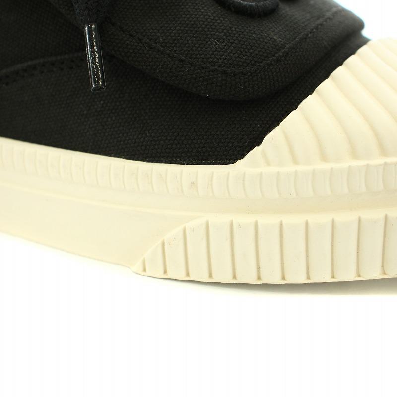 ロエベ スニーカー シューズ アナグラム フラップ キャンバス 37 黒 白