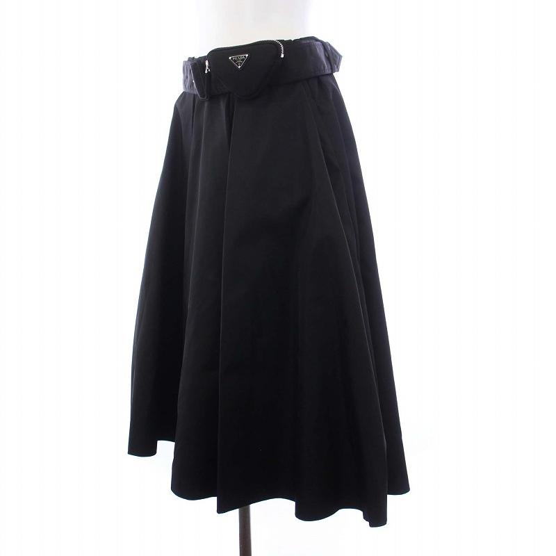 PRADA プラダ 22SS Re-Nylon ロングスカート フレア ポーチベルト付き 