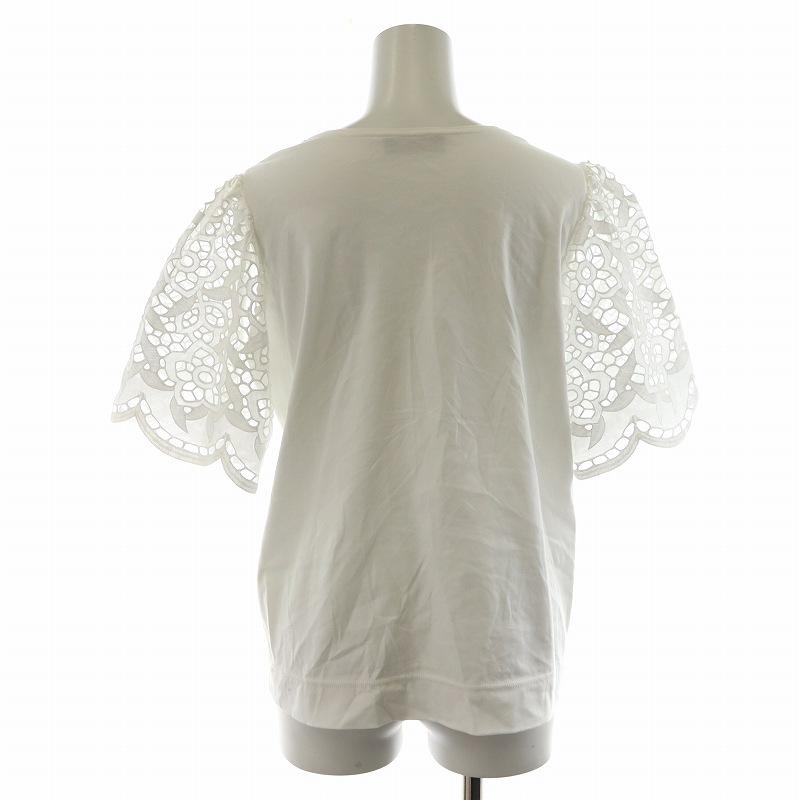 ドゥロワー Drawer コットンレースクルーネックトップス Tシャツ