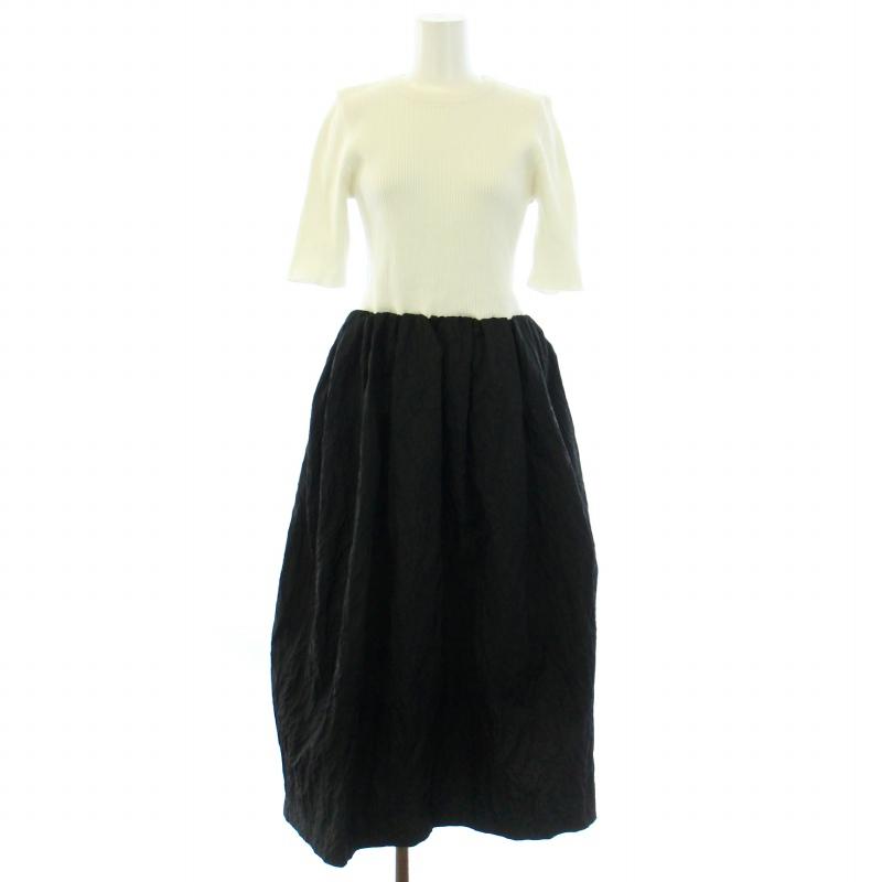 ミラオーウェン 24SS ジャガードスカートドッキング5分袖 ニットワンピ