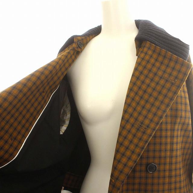 プランシー PLAN C ロングコート チェック つけ襟 ダブル コート 36 S