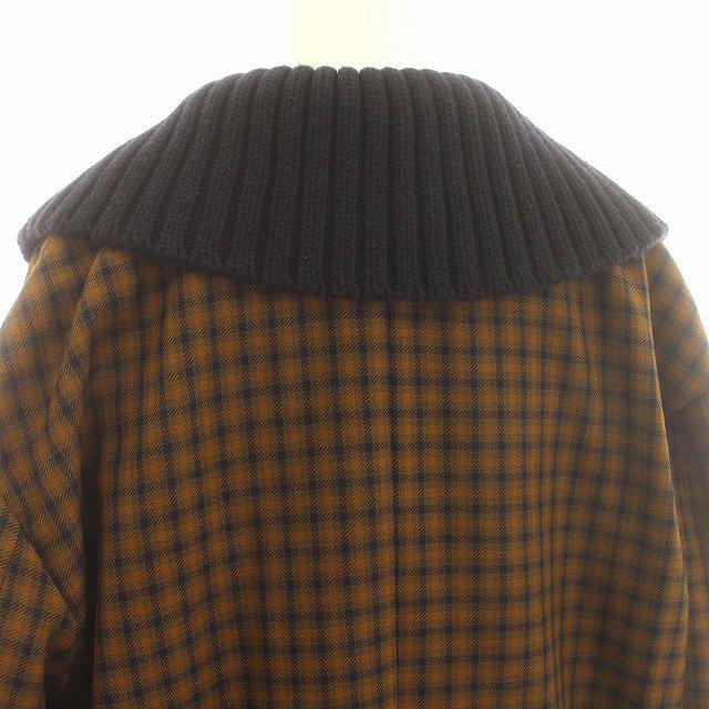 PLAN C プランシー チェック　ロングコート プランシー PLAN C ロングコート チェック つけ襟 ダブル コート 36 S