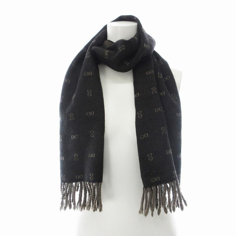 DOLCE & GABBANA 黒 カシミヤ100% ストール フリンジ