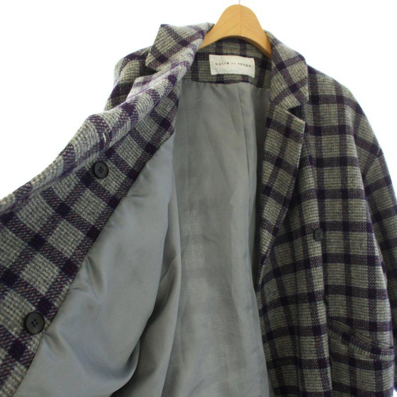 未使用タグ付アバハウスチェスターコート千鳥ベロア切り替えM