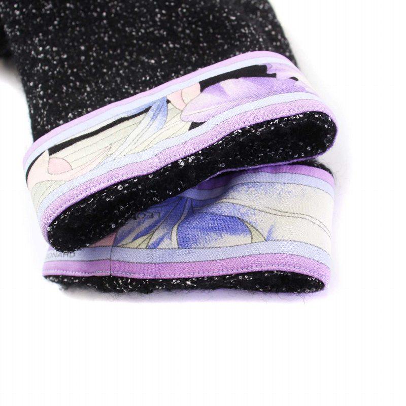 新品 レオナール 大きいサイズ42 長袖カットソー 毛シルク 花柄 紫 青 蝶 新品 レオナール 大きいサイズ42 長袖カットソー 毛シルク 花柄