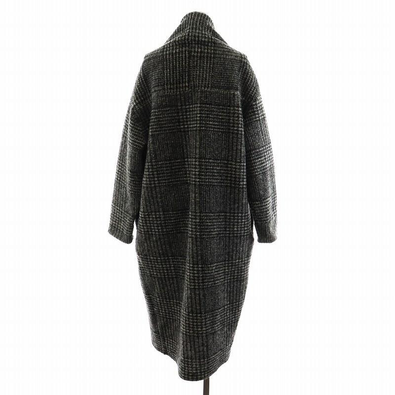 シップス SHIPS イタリアンチェックロング羽織り カーディガン グレー