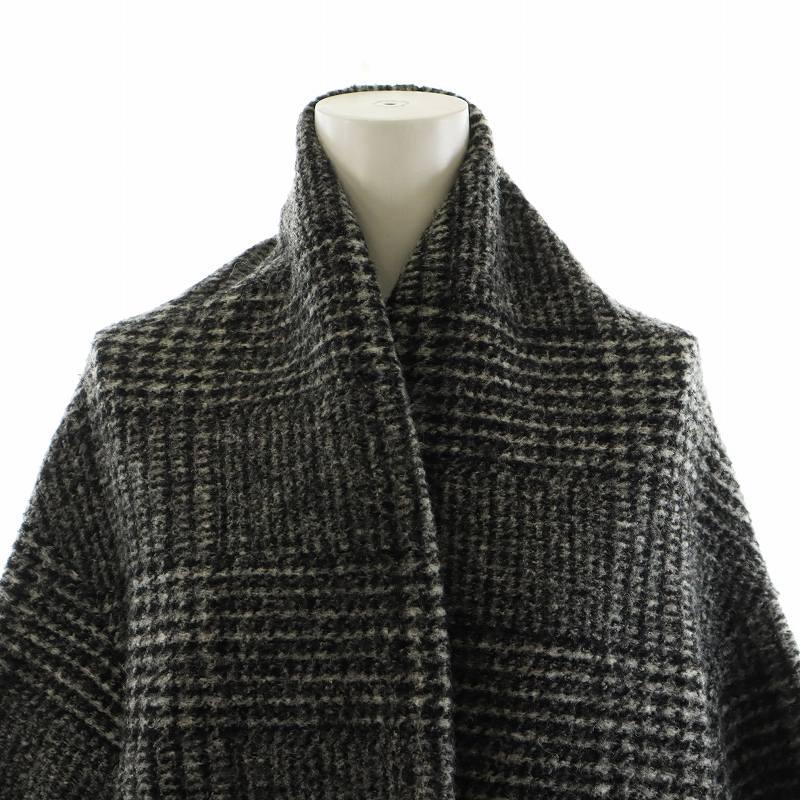 シップス SHIPS イタリアンチェックロング羽織り カーディガン グレー