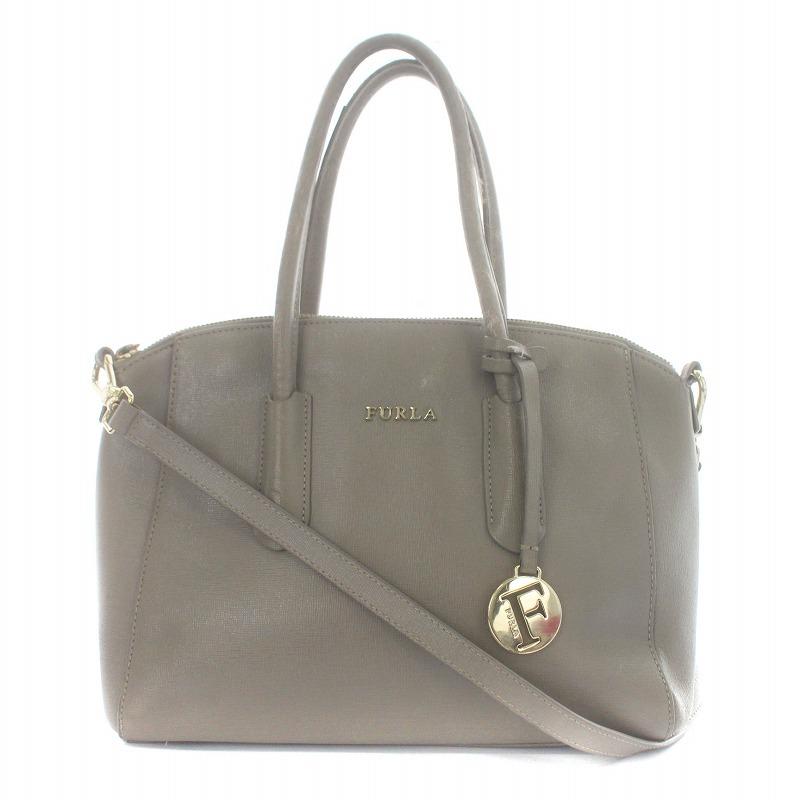 極美品✨フルラ ショルダーバッグ 2way テッサ グレー チャーム FURLA（フルラ） ショルダーバッグ ハンドバッグ 2WAY レディース