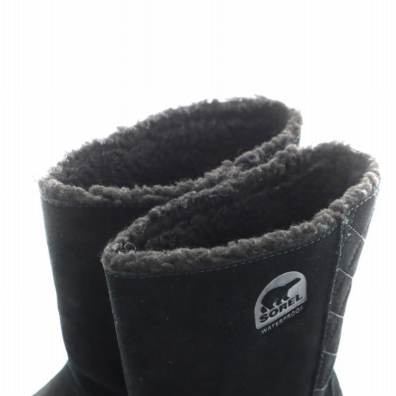 ソレル SOREL ムートンブーツ ショートブーツ ロゴ スエード 24.0cm 黒