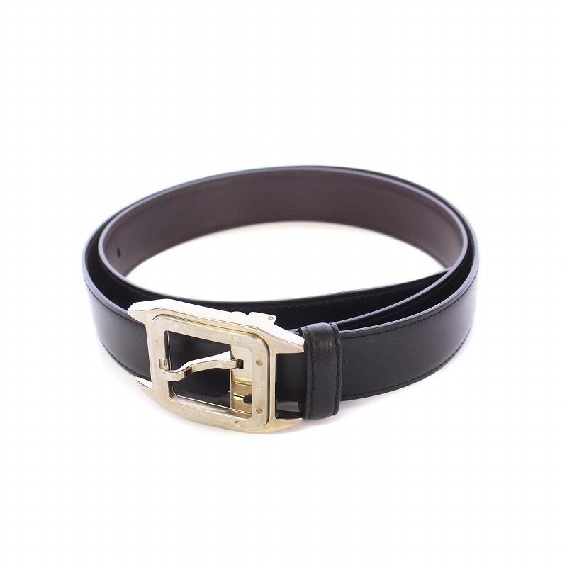 Cartier（カルティエ） サントス ドゥ レザーベルト シルバー金具 黒