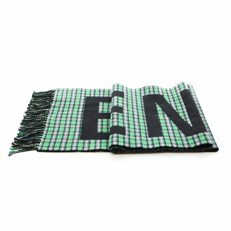 BALENCIAGA（バレンシアガ） マフラー フリンジ チェック柄 ロゴ