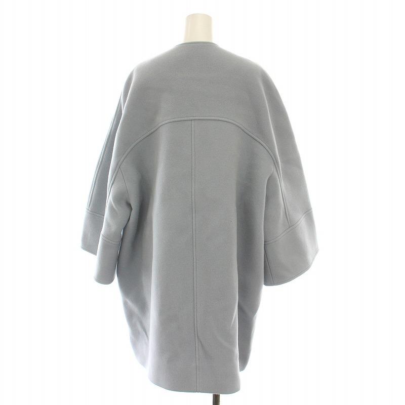 yori ヨリ ウール ノーカラー コート ライトブルー 【公式通販】