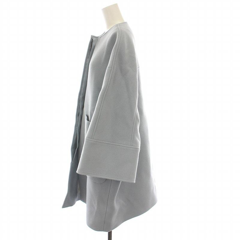 yori ヨリ ウール ノーカラー コート ライトブルー 【公式通販】