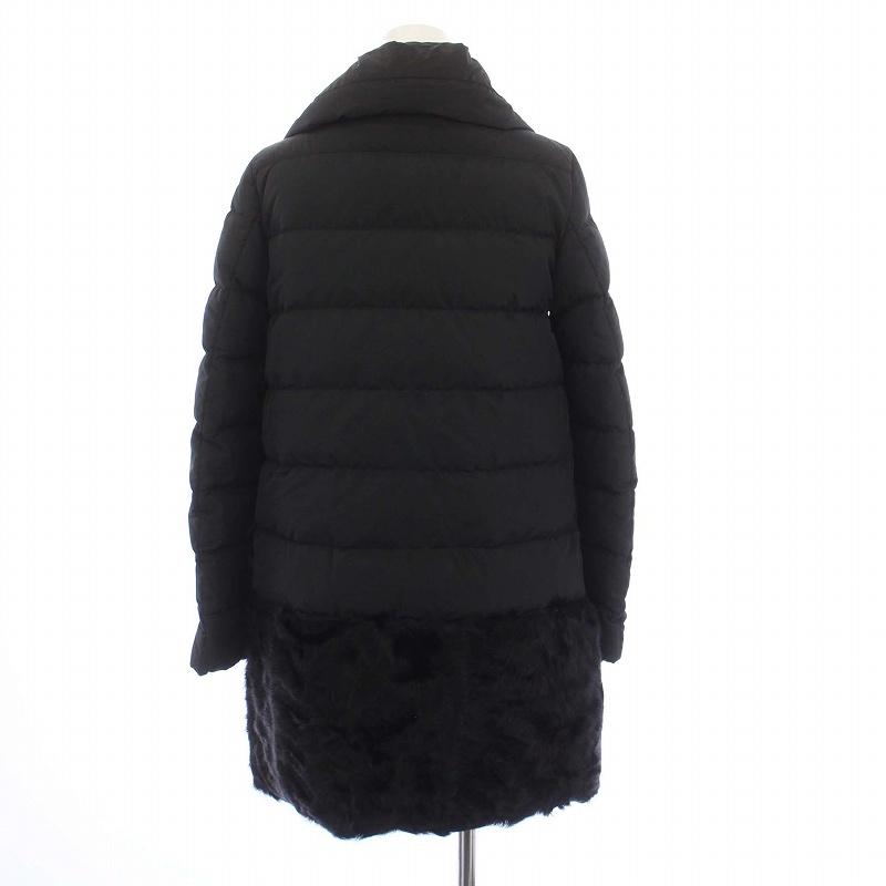 【中古】モンクレール GERBILLE ダウンコート アウター ミドル スタンドカラー ジップアップ ゴートファー 切替 00 黒 MONCLER（モンクレール） MONCLER GERBILLE ダウンコート アウター