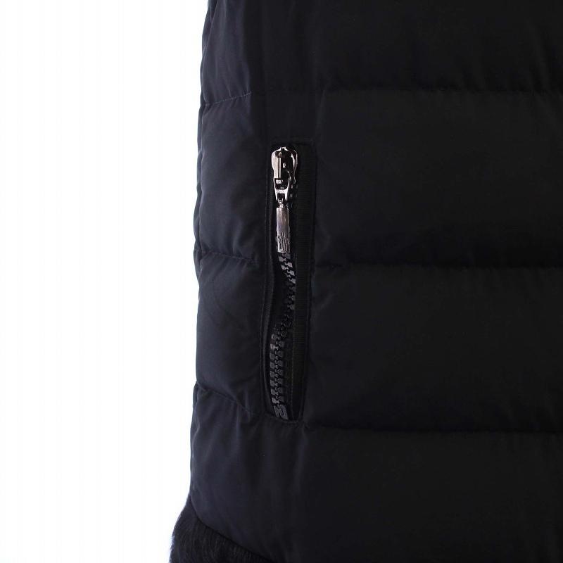 【中古】モンクレール GERBILLE ダウンコート アウター ミドル スタンドカラー ジップアップ ゴートファー 切替 00 黒 MONCLER（モンクレール） MONCLER GERBILLE ダウンコート アウター